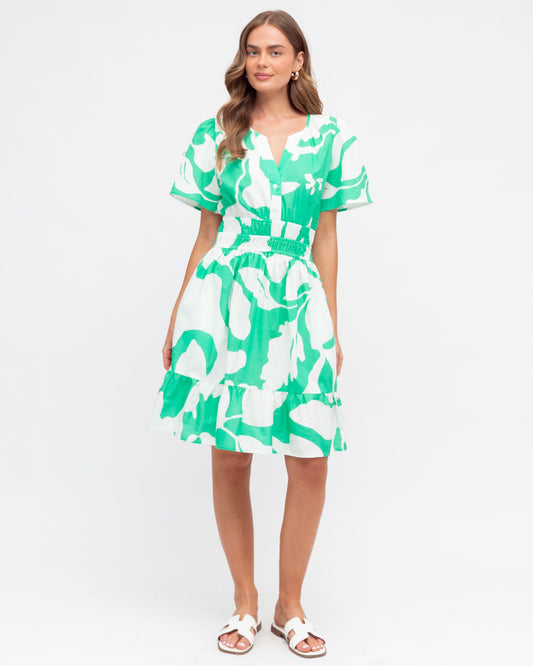 LOLE70209/O SLOANE GREEN MINI DRESS