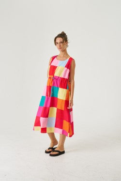 WY-1508/O SUMMER SQUARES DRESS