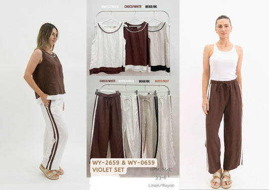 WY-2659/O Violet linen blend vest