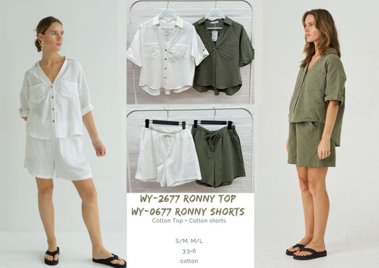 WY-2677  Ronny cotton top    WY-0677  Ronny cotton matching short