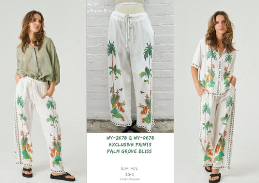 WY-06781 H Exclusive prints: Palm Grove Bliss pants