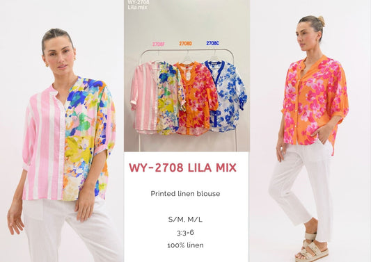 WY-2708 - Lila Mix linen shirt