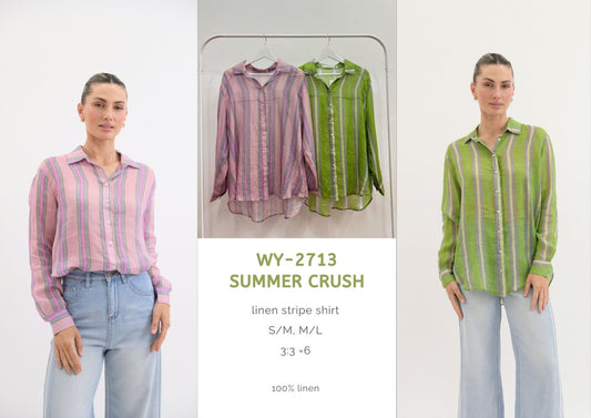 WY-2713 - Summer Crush linen stripe shirt