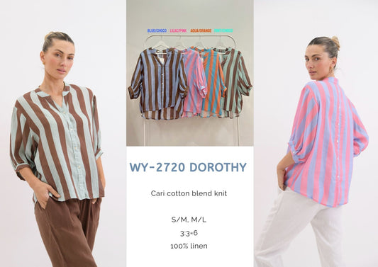 WY-2720 - Dorothy wide stripe linen shirt