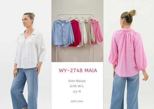 WY-2748 - MAIA LINEN BLOUSE