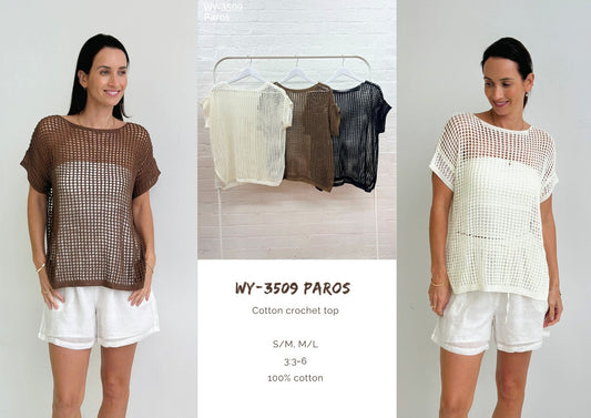 WY-3509/O  PAROS COTTON CROCHET TOP