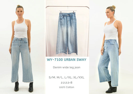 WY-7100/O Urban sway denim wide leg jean