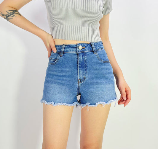 CGJ1790 MINI DENIM SHORTS WITH RAW EDGE