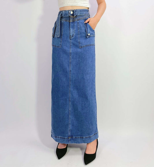 CGK1718 DENIM SKIRT MID BLUE