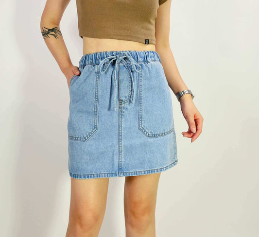 CGK1798 MINI DENIM SKIRT WITH ELASTIC WAIST