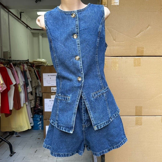 #146-1 Dark Denim Vest Set (3)