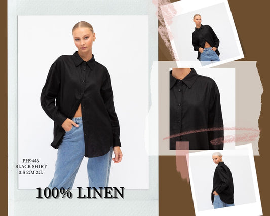 PH9446/H BLACK LINEN SHIRT