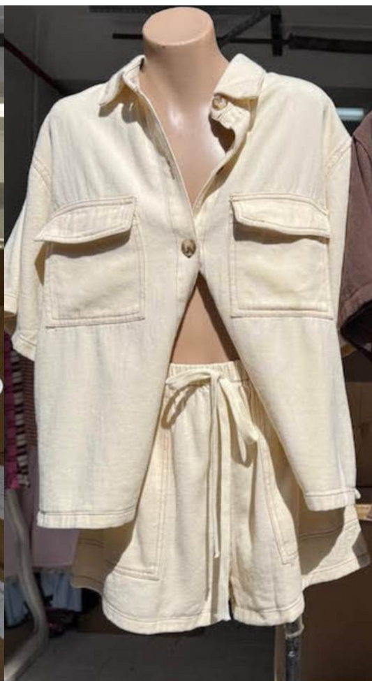 123-11 BEIGE DENIM SET