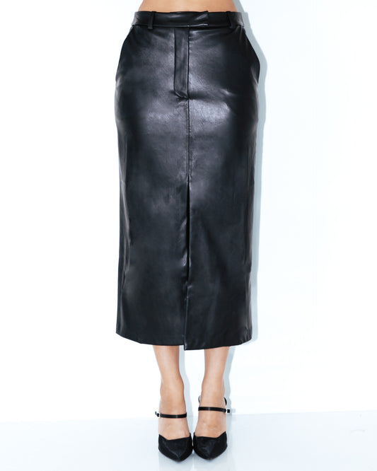 TF9848/O PU MIDI SKIRT