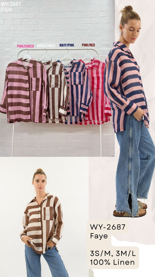 WY-2687/O FAYE STRIPE SHIRT  H