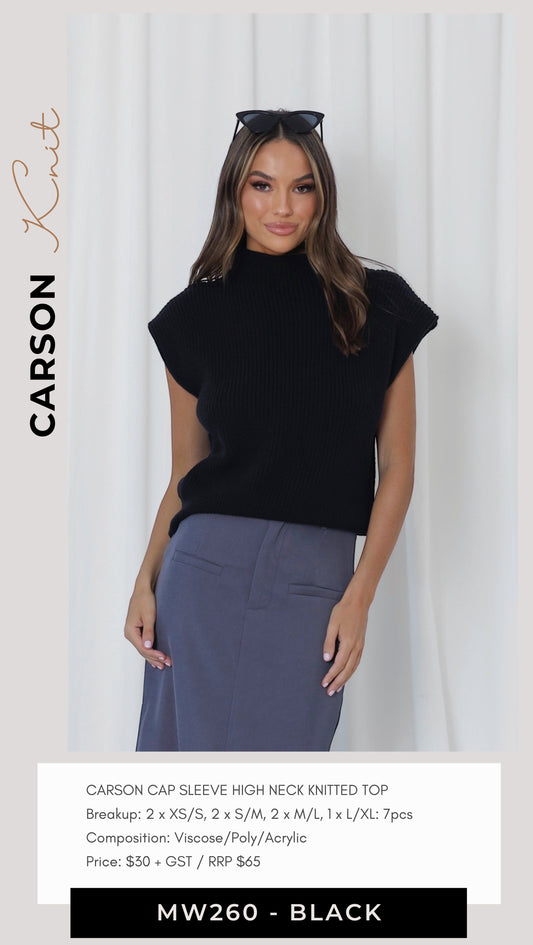 MW260 - CARSON CAP SLEEVE KNIT BLACK